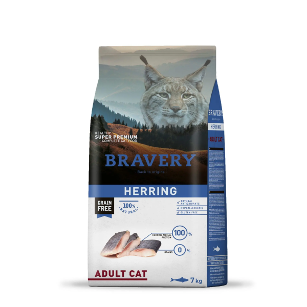 BRAVERY HERRING ADULT CAT 7 KG - GATO ADULTO ARENQUE