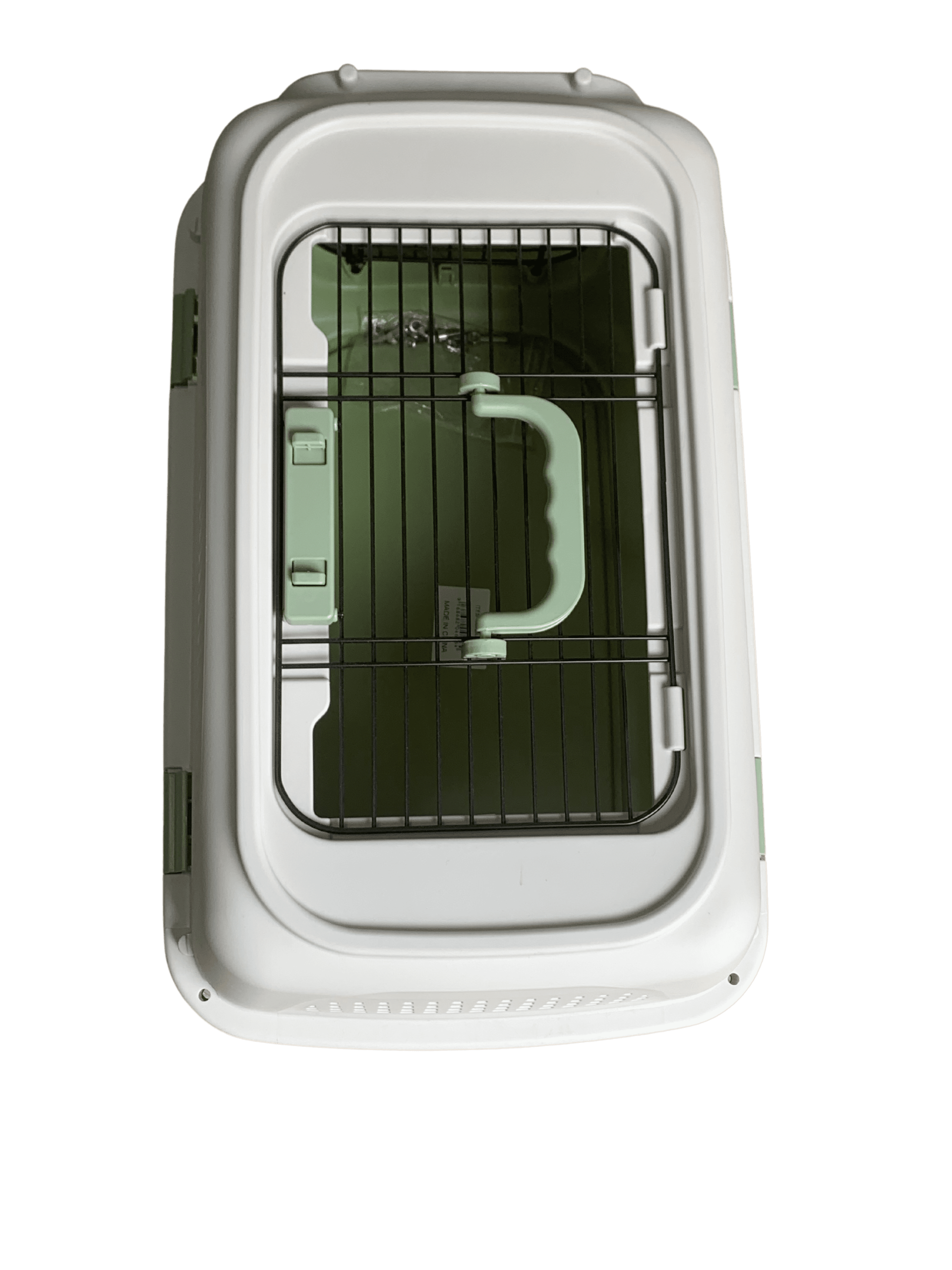 Caja transportadora con abertura frontal y superior verde - Imagen 2