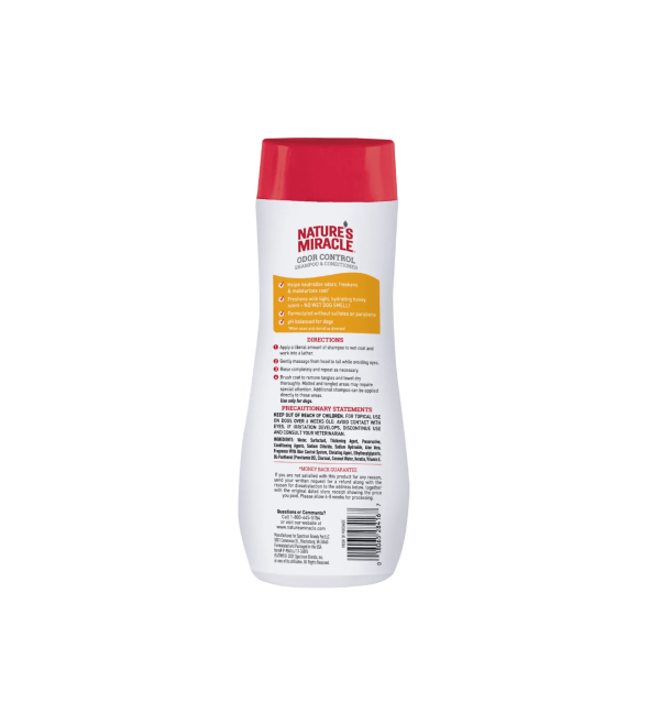 NATURES MIRACLE SHAMPOO Y ACONDICIONADOR ODOR CONTROL. MIEL. 473 ML - Imagen 2