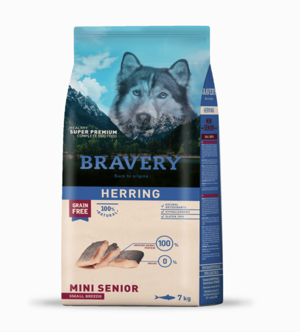 BRAVERY HERRING SENIOR SMALL BREED 7 KG - PERRO SENIOR 7 AÑOS O MÁS ARENQUE