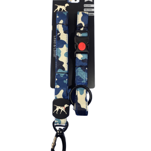Collar con correa camuflaje azul