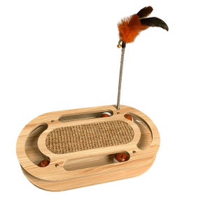 Juguete interactivo madera gato - circuito con rascador