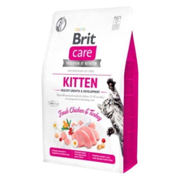 Brit Care alimento Gato libre de granos kitten healthy growth & development chicken and turkey 2kg