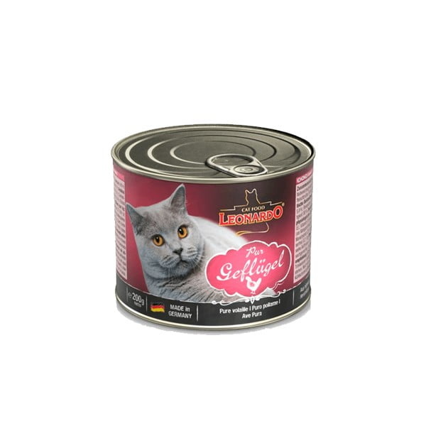 Leonardo alimento gato lata quality selection ave 200g