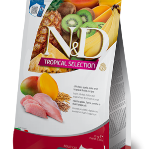 N&d tropical selection gato adulto pollo, cereales y frutas ropicals 1,5kg