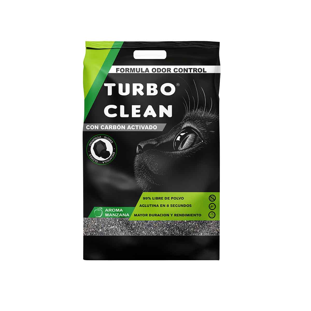 Turbo clean odor control arena aglutinante bentonita para gatos control de olores 20kg aroma manzana