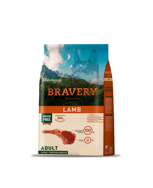 Bravery Lamb Adult Large/Medium Breeds 4 Kg - Perro Adulto Raza Mediana Y Grande Cordero